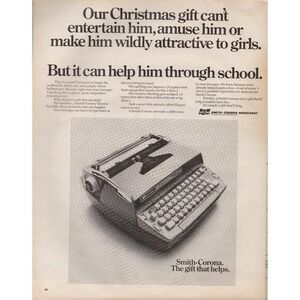 Smith Corona Electric Typewriter Vintage Student Christmas Gift  Print Ad 1970